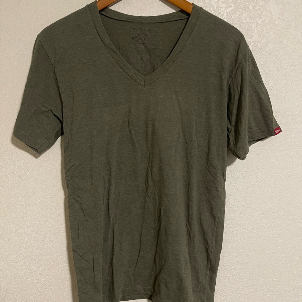 Vans Men's V-Neck Tee in Olive Green